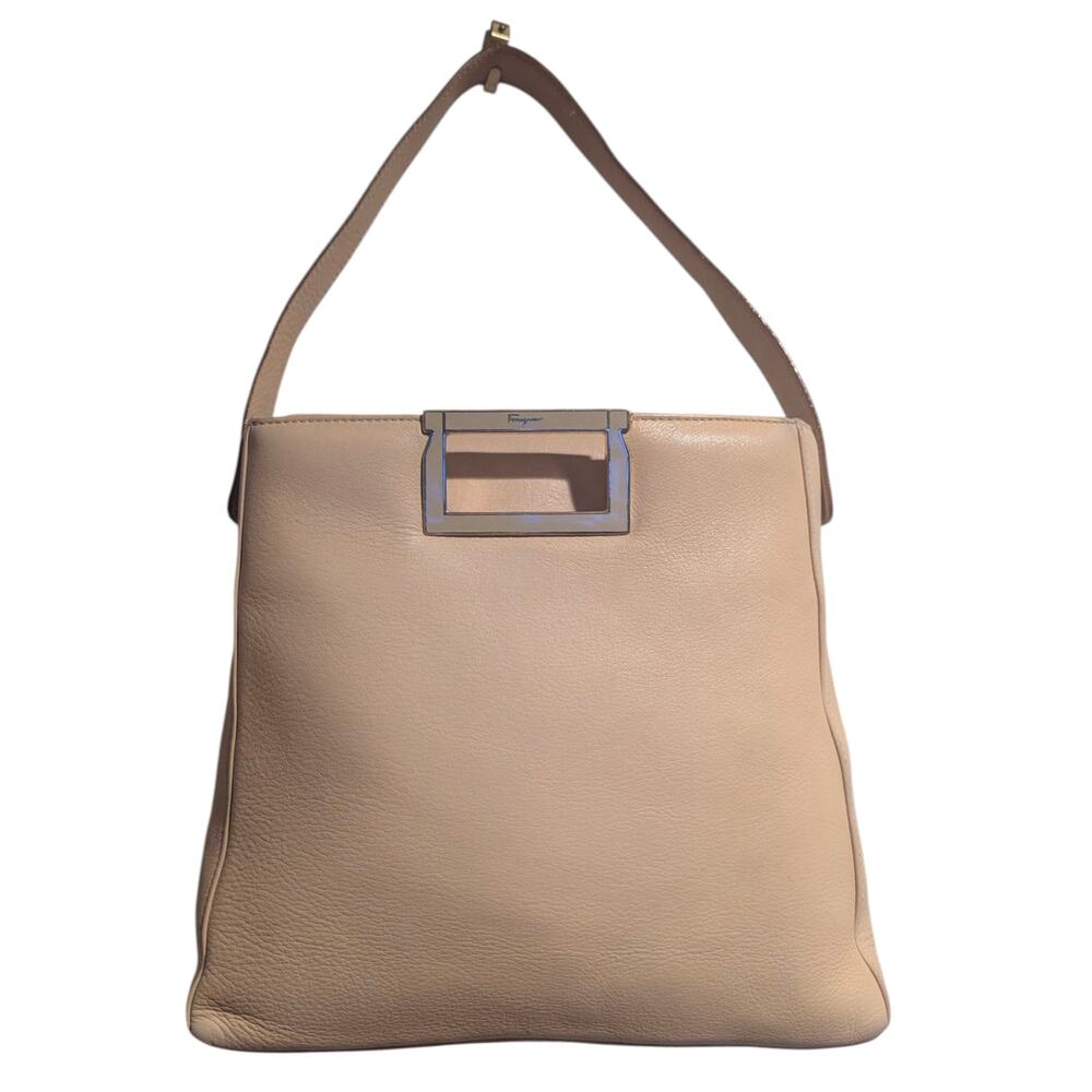 AUTHENTIC Salvatore Ferragamo 2way Buttercream Leather Bag